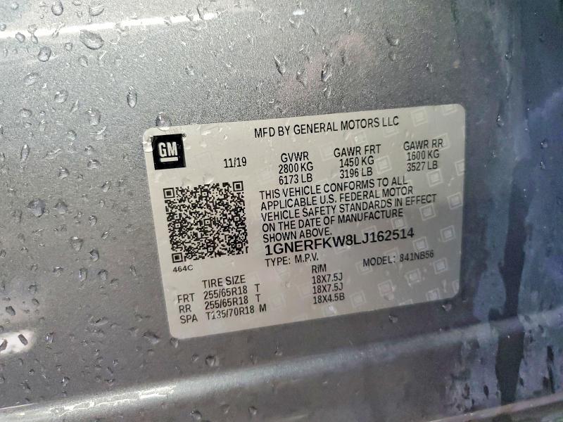 2020 Chevrolet Traverse მანქანა იყიდება აუქციონზე, vin: 1GNERFKW8LJ162514, აუქციონის ნომერი: 49926326