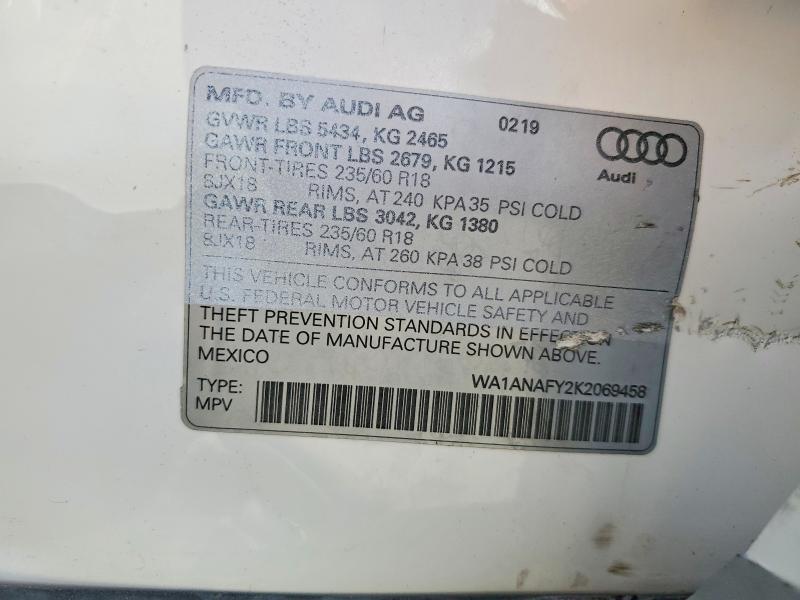 Продаж на аукціоні авто 2019 Audi Q5, vin: WA1ANAFY2K2069458, номер лоту: 48830416