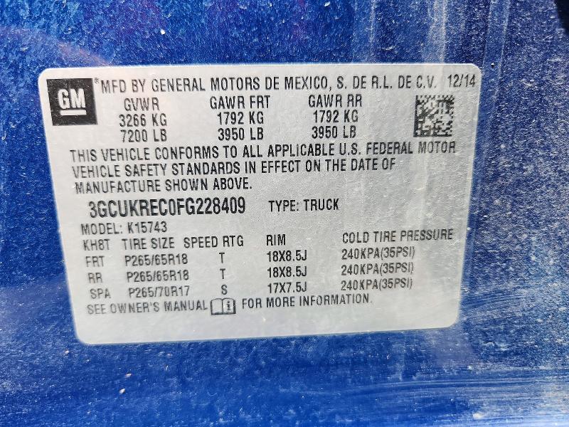 Aukcja sprzedaży 2015 Chevrolet Silverado, vin: 3GCUKREC0FG228409, numer aukcji: 41628216