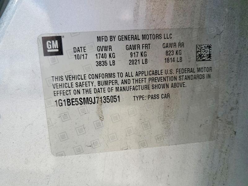 2018 Chevrolet Cruze მანქანა იყიდება აუქციონზე, vin: 1G1BE5SM9J7135051, აუქციონის ნომერი: 49675846