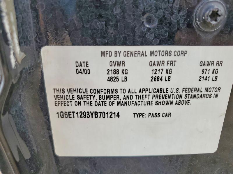 Продаж на аукціоні авто 2000 Cadillac Eldorado, vin: 1G6ET1293YB701214, номер лоту: 49727756