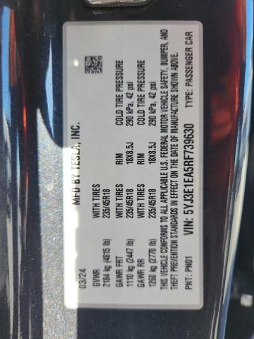 Продажа на аукционе авто 2024 Tesla Model 3, vin: 5YJ3E1EA5RF739630, номер лота: 49777346