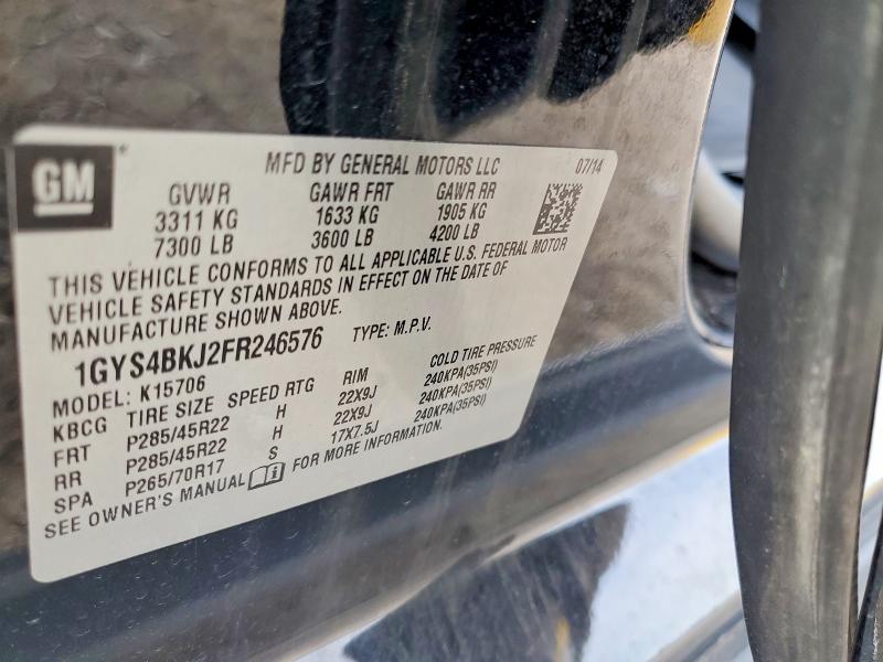 50617416 :رقم المزاد ، 1GYS4BKJ2FR246576 vin ، 2015 Cadillac Escalade مزاد بيع