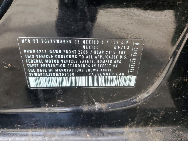 49774346 :رقم المزاد ، 3VWDP7AJ8DM308160 vin ، 2013 Volkswagen Jetta مزاد بيع