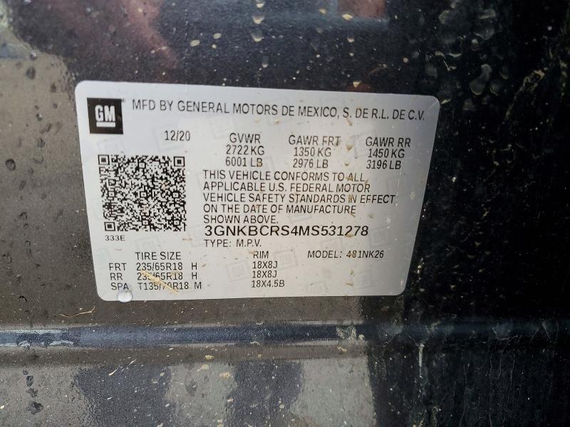 50264396 :رقم المزاد ، 3GNKBCRS4MS531278 vin ، 2021 Chevrolet Blazer مزاد بيع
