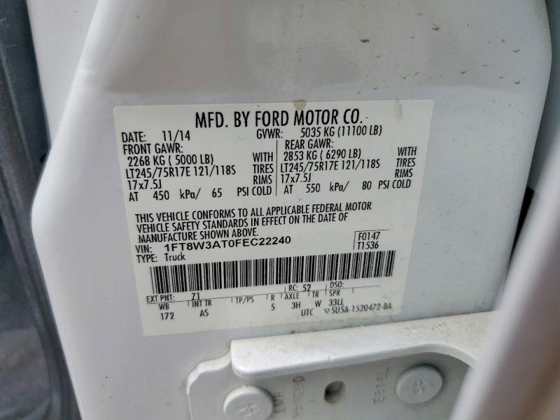 53669776 :رقم المزاد ، 1FT8W3AT0FEC22240 vin ، 2015 Ford F350 مزاد بيع