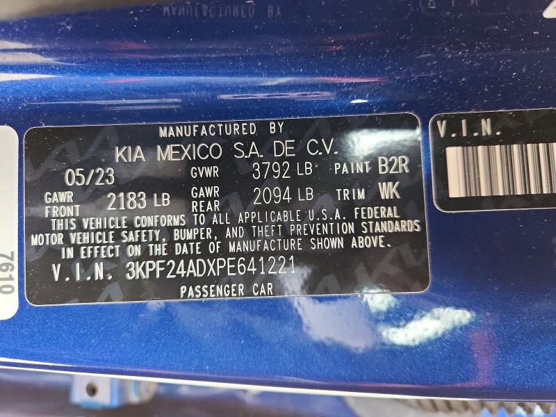 51016696 :رقم المزاد ، 3KPF24ADXPE641221 vin ، 2023 Kia Forte مزاد بيع