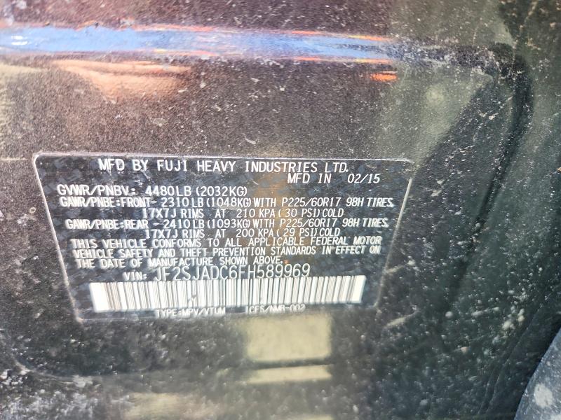 2015 Subaru Forester მანქანა იყიდება აუქციონზე, vin: JF2SJADC6FH589969, აუქციონის ნომერი: 49466616