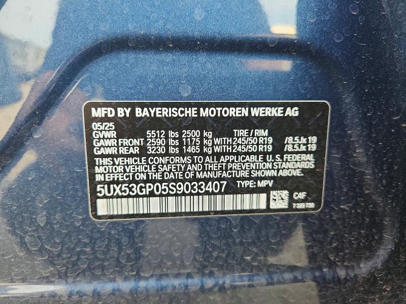 51836156 :رقم المزاد ، 5UX53GP05S9033407 vin ، 2025 Bmw X3 مزاد بيع