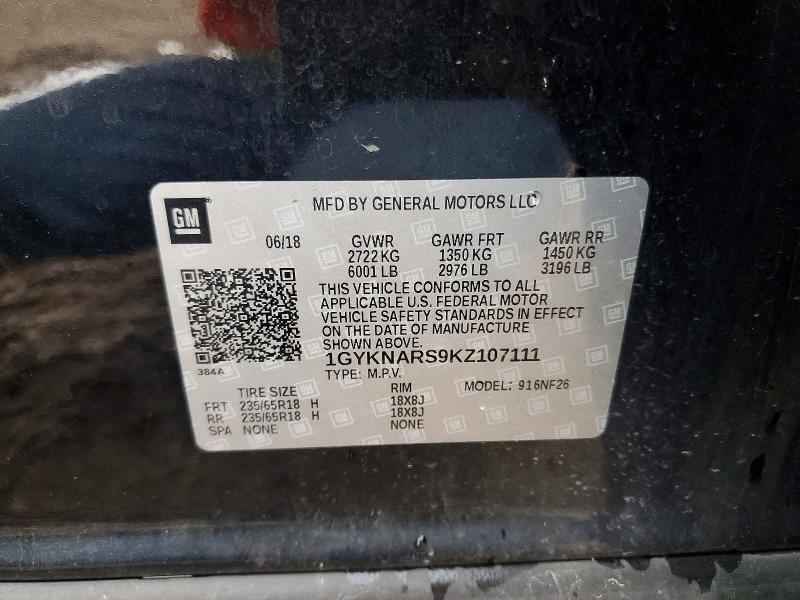2019 Cadillac Xt5 მანქანა იყიდება აუქციონზე, vin: 1GYKNARS9KZ107111, აუქციონის ნომერი: 50794166