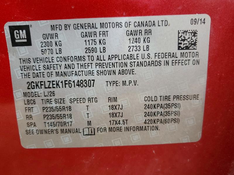 48611826 :رقم المزاد ، 2GKFLZEK1F6148307 vin ، 2015 Gmc Terrain مزاد بيع