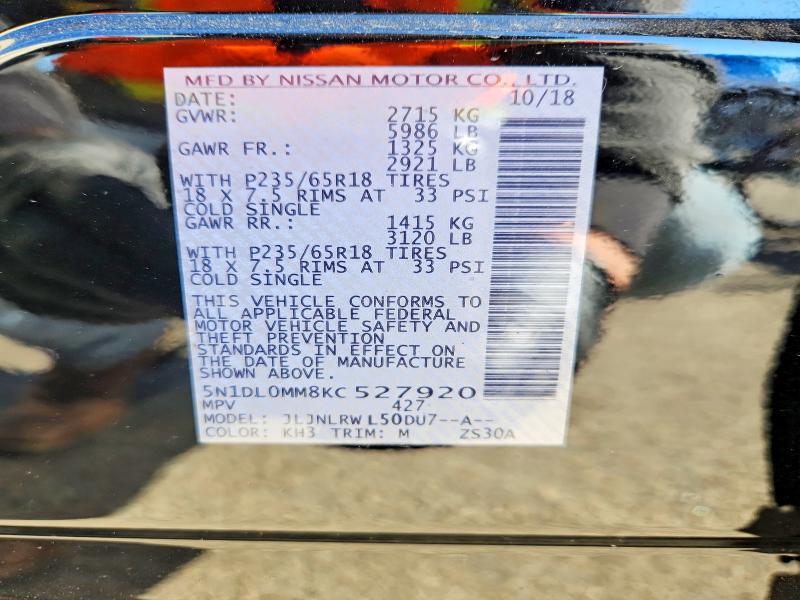 Aukcja sprzedaży 2019 Infiniti Qx60, vin: 5N1DL0MM8KC527920, numer aukcji: 50244726