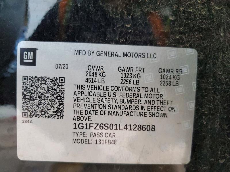 Продаж на аукціоні авто 2020 Chevrolet Bolt Ev, vin: 1G1FZ6S01L4128608, номер лоту: 51129646