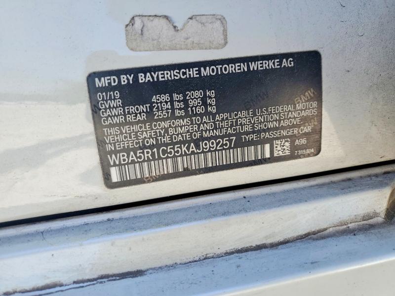 48677306 :رقم المزاد ، WBA5R1C55KAJ99257 vin ، 2019 Bmw 330i مزاد بيع