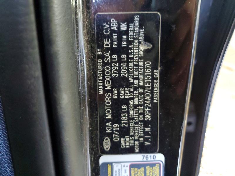 2020 Kia Forte მანქანა იყიდება აუქციონზე, vin: 3KPF24AD7LE151670, აუქციონის ნომერი: 50125486