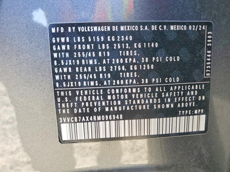 Aukcja sprzedaży 2024 Volkswagen Tiguan, vin: 3VVCB7AX4RM096948, numer aukcji: 50594926