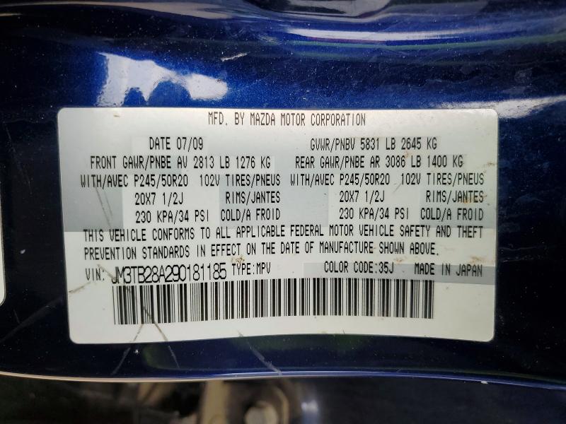 Продаж на аукціоні авто 2009 Mazda Cx-9, vin: JM3TB28A290181185, номер лоту: 47602806