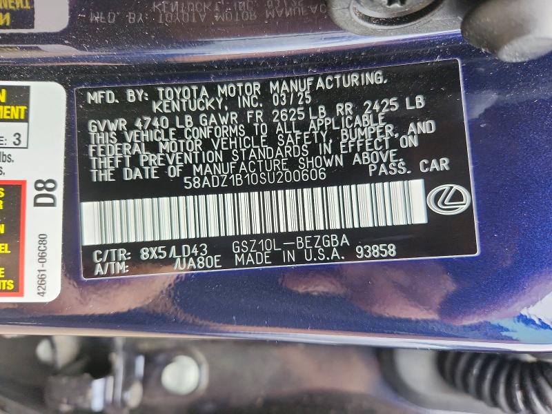 Aukcja sprzedaży 2025 Lexus Es 350, vin: 58ADZ1B10SU200606, numer aukcji: 50463556