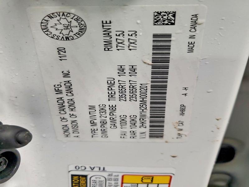 2021 Honda Cr-v მანქანა იყიდება აუქციონზე, vin: 2HKRW1H25MH000201, აუქციონის ნომერი: 50130796