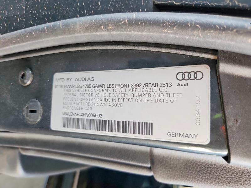 2017 Audi A4 მანქანა იყიდება აუქციონზე, vin: WAUENAF4XHN005502, აუქციონის ნომერი: 49156486