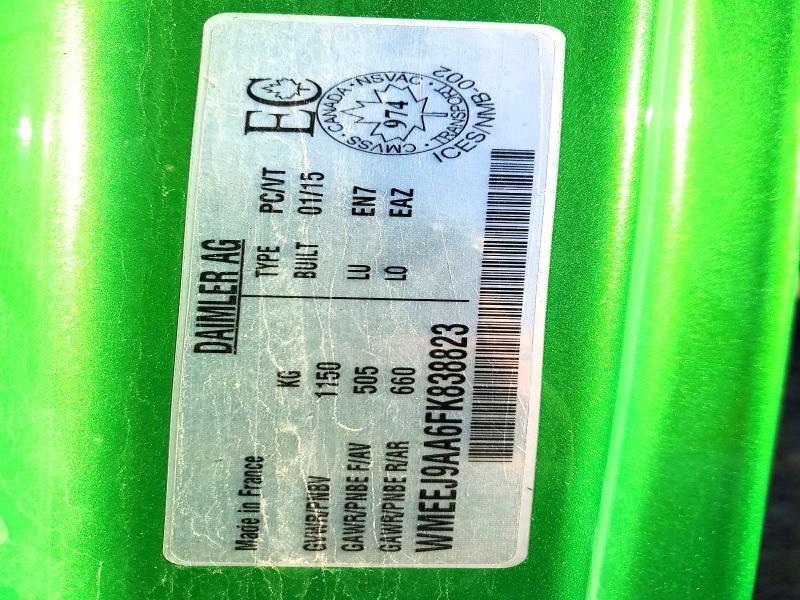 2015 Smart Fortwo მანქანა იყიდება აუქციონზე, vin: WMEEJ9AA6FK838823, აუქციონის ნომერი: 50982556