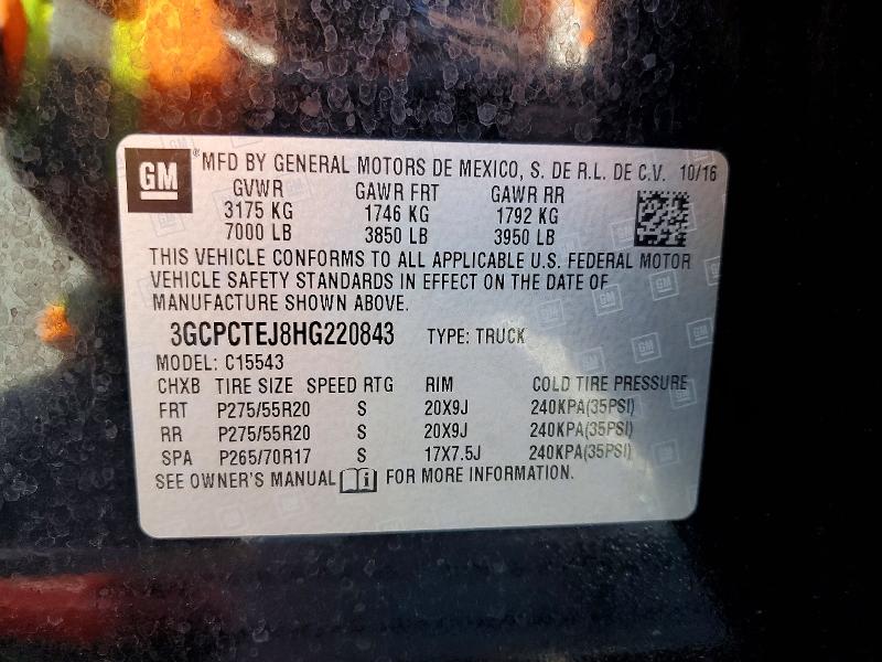 Aukcja sprzedaży 2017 Chevrolet Silverado, vin: 3GCPCTEJ8HG220843, numer aukcji: 48539666