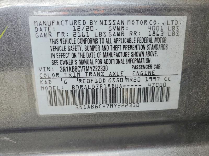 48596466 :رقم المزاد ، 3N1AB8CV7MY222330 vin ، 2021 Nissan Sentra مزاد بيع