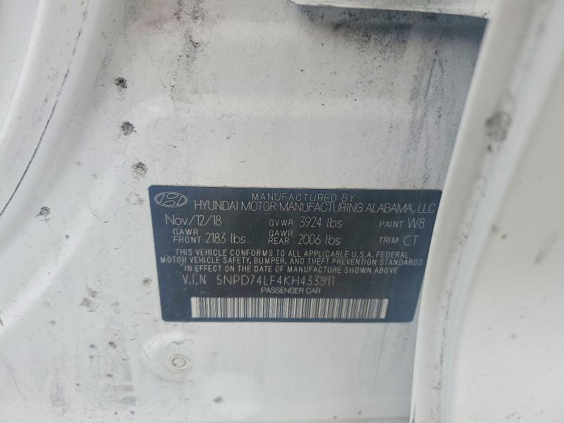 Продажа на аукционе авто 2019 Hyundai Elantra, vin: 5NPD74LF4KH433511, номер лота: 49928336