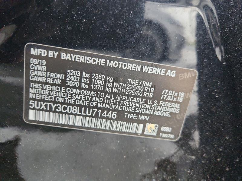 2020 Bmw X3 მანქანა იყიდება აუქციონზე, vin: 5UXTY3C08LLU71446, აუქციონის ნომერი: 48471876