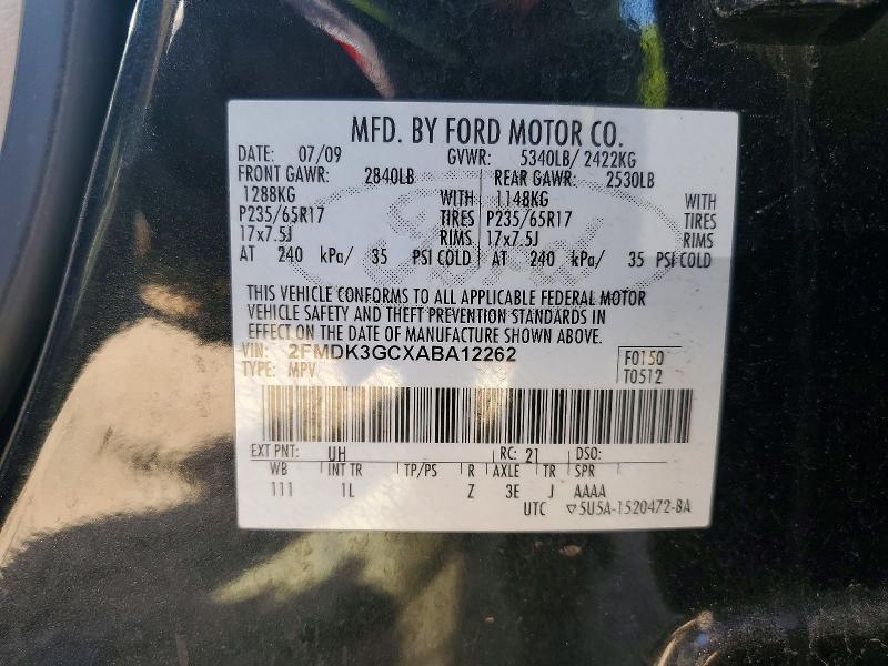 Aukcja sprzedaży 2010 Ford Edge, vin: 2FMDK3GCXABA12262, numer aukcji: 48960546