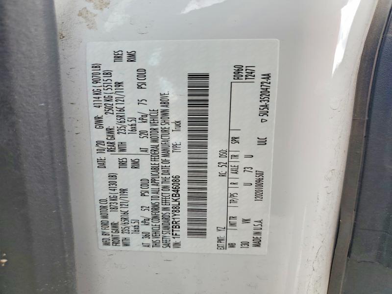 Продажа на аукционе авто 2020 Ford Transit, vin: 1FTBR1Y88LKB46086, номер лота: 50301176
