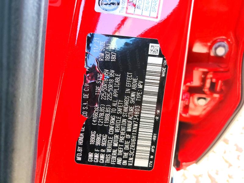 50700466 :رقم المزاد ، 3CZRU6H1XNM734803 vin ، 2022 Honda Hr-v مزاد بيع