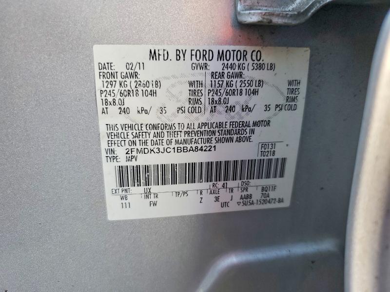 Продажа на аукционе авто 2011 Ford Edge, vin: 2FMDK3JC1BBA84221, номер лота: 50332866
