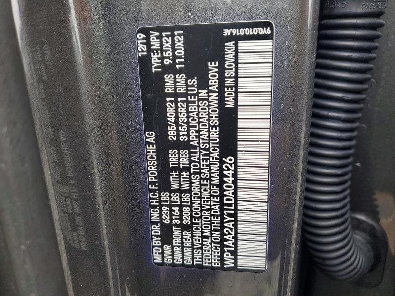 48679256 :رقم المزاد ، WP1AA2AY1LDA04426 vin ، 2020 Porsche Cayenne مزاد بيع