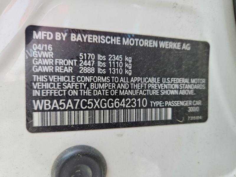 49108946 :رقم المزاد ، WBA5A7C5XGG642310 vin ، 2016 Bmw 528 مزاد بيع
