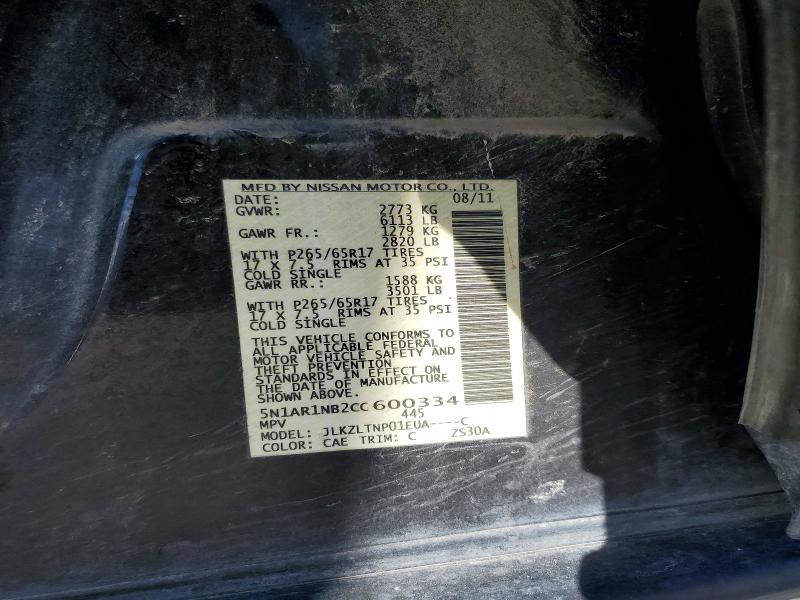 Aukcja sprzedaży 2012 Nissan Pathfinder, vin: 5N1AR1NB2CC600334, numer aukcji: 49824086
