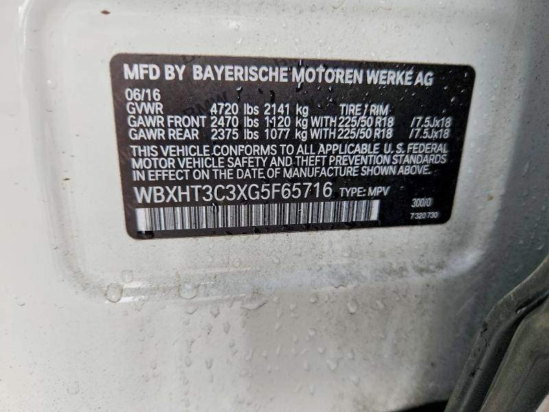 2016 Bmw X1 მანქანა იყიდება აუქციონზე, vin: WBXHT3C3XG5F65716, აუქციონის ნომერი: 48343806