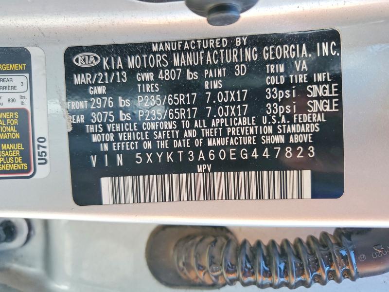 48919346 :رقم المزاد ، 5XYKT3A60EG447823 vin ، 2014 Kia Sorento مزاد بيع