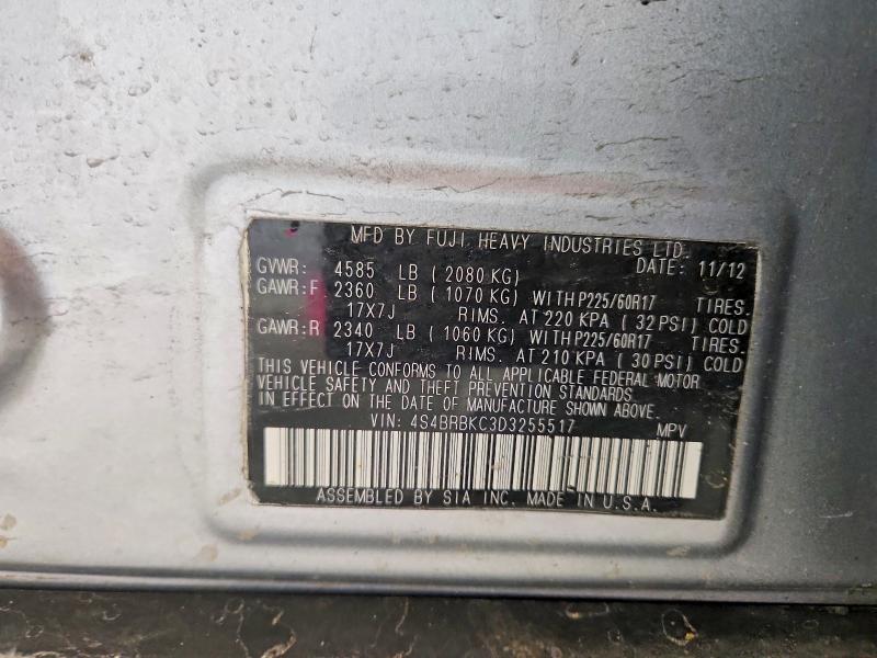 2013 Subaru Outback მანქანა იყიდება აუქციონზე, vin: 4S4BRBKC3D3255517, აუქციონის ნომერი: 48582496