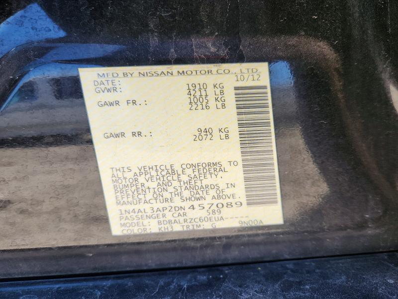 2013 Nissan Altima მანქანა იყიდება აუქციონზე, vin: 1N4AL3AP2DN457089, აუქციონის ნომერი: 51687926