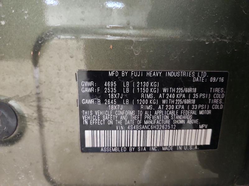 Продаж на аукціоні авто 2017 Subaru Outback, vin: 4S4BSANC6H3262512, номер лоту: 79786905