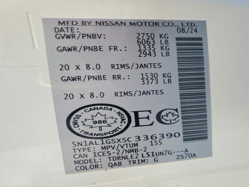 Auction sale of the 2025 Infiniti Qx60, vin: 5N1AL1GSXSC336390, lot number: 50432286