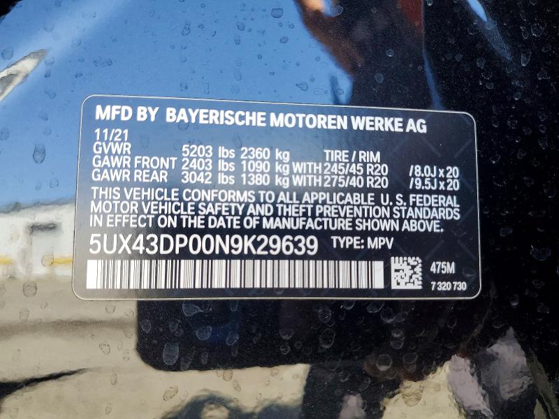 Продажа на аукционе авто 2022 Bmw X3, vin: 5UX43DP00N9K29639, номер лота: 51699506