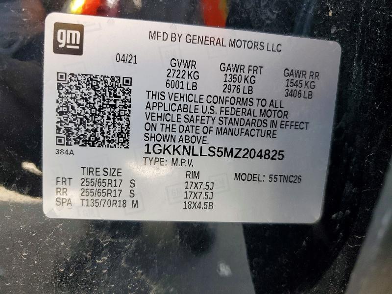 Aukcja sprzedaży 2021 Gmc Acadia, vin: 1GKKNLLS5MZ204825, numer aukcji: 49959676