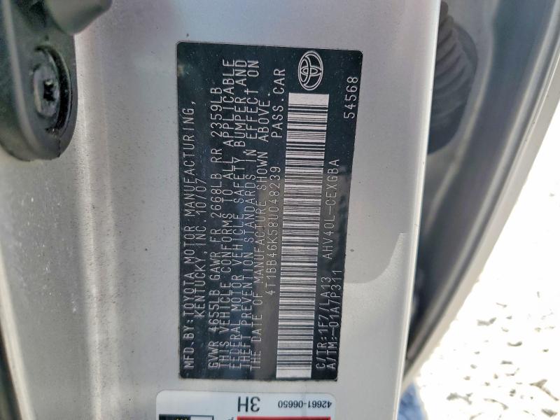 48670926 :رقم المزاد ، 4T1BB46K58U048239 vin ، 2008 Toyota Camry Hybrid مزاد بيع