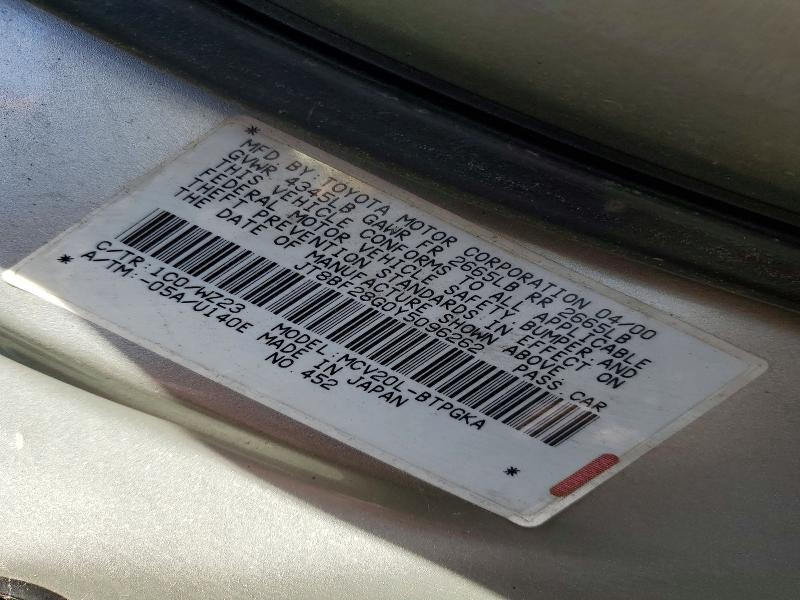 Aukcja sprzedaży 2000 Lexus Es 300, vin: JT8BF28G0Y5096262, numer aukcji: 50126776