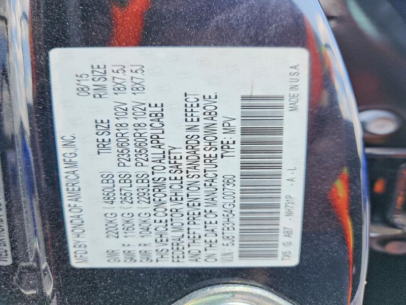 50812656 :رقم المزاد ، 5J8TB3H54GL007360 vin ، 2016 Acura Rdx مزاد بيع