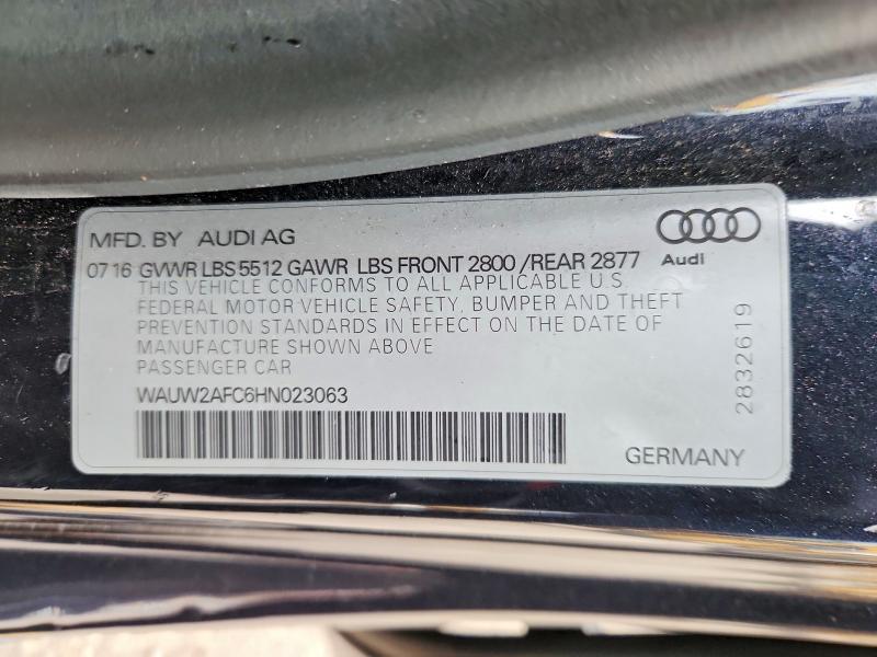 2017 Audi A7 მანქანა იყიდება აუქციონზე, vin: WAUW2AFC6HN023063, აუქციონის ნომერი: 48514886