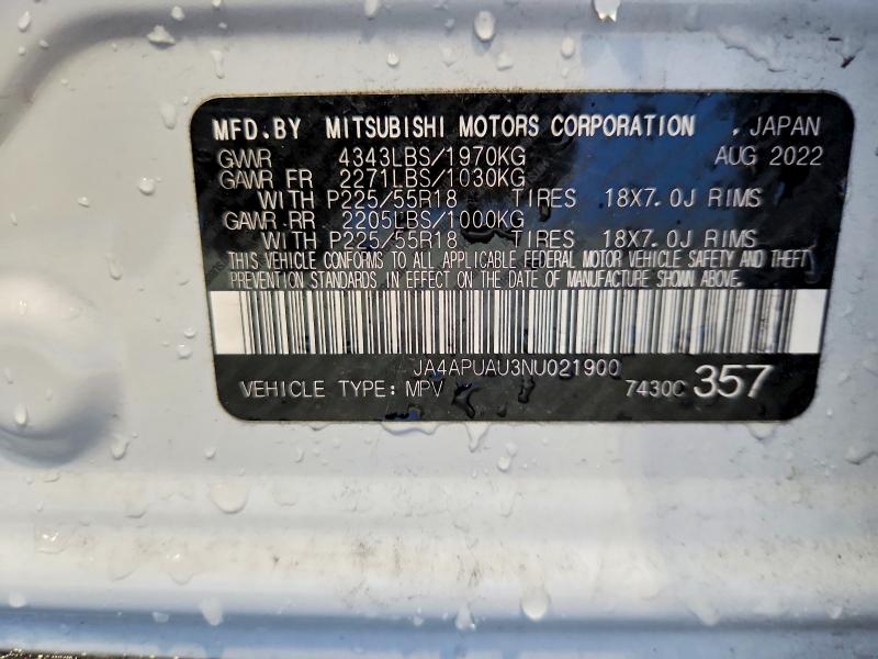 Aukcja sprzedaży 2022 Mitsubishi Outlander Sport, vin: JA4APUAU3NU021900, numer aukcji: 48778986