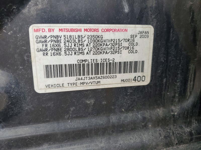 Продажа на аукционе авто 2010 Mitsubishi Outlander, vin: JA4JT3AX5AZ600223, номер лота: 48638276